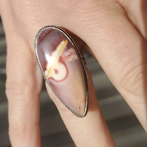New Oversized Mookaite Jasper 925 Silver Statement Ring. - Picture 7 of 16